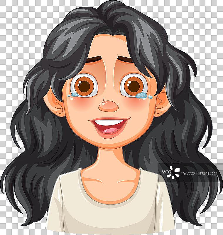 微笑的女孩流下幸福的泪水图片素材