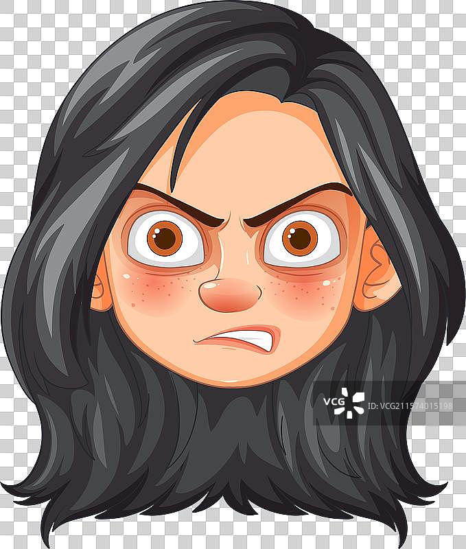 卡通面孔表现出强烈的愤怒和沮丧图片素材