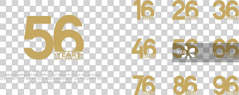 周年纪念标志样式的平面金色设计合集图片素材