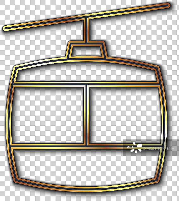 黑色背景上的金色缆车图标图片素材