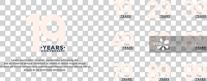 黑白周年纪念标志风格套件图片素材