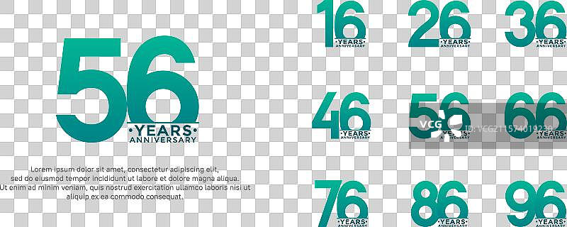 绿色周年纪念标志风格的套件图片素材