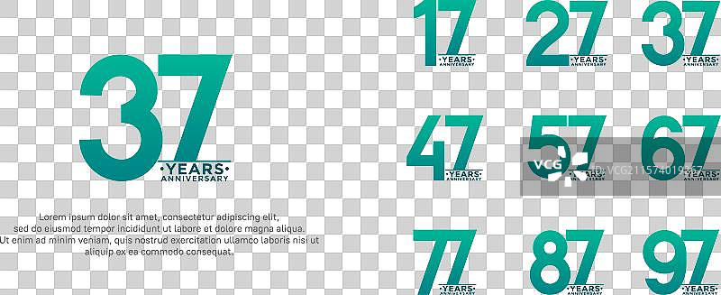 绿色周年纪念标志风格的集合图片素材