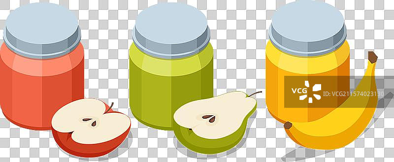 等距果泥装在瓶子里，刚刚榨取的果汁图片素材