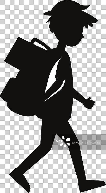 回到学校的黑色剪影图片素材