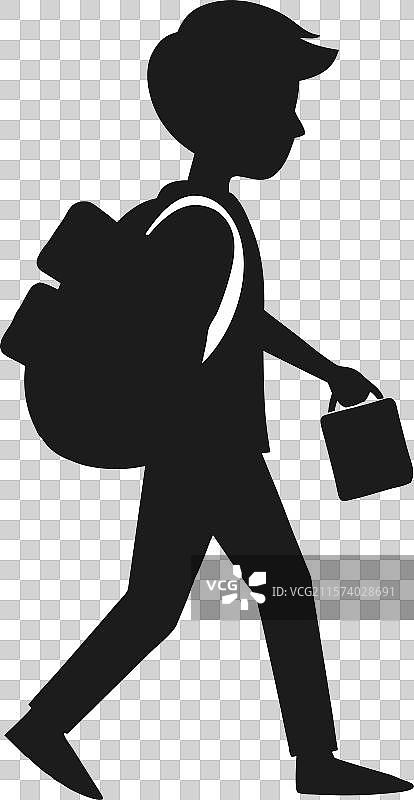 回到学校的黑色剪影图片素材