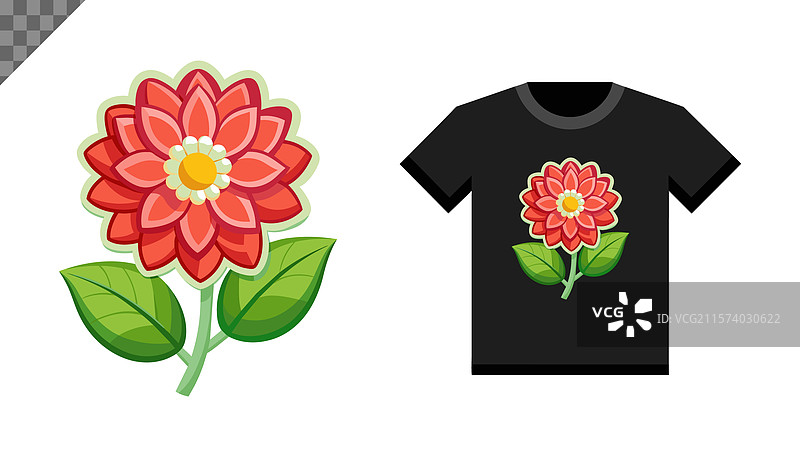 花朵贴纸T恤设计图片素材