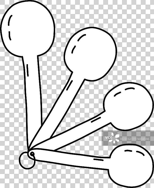 一套平面风格的涂鸦式量勺图片素材