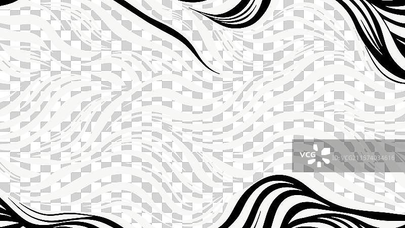 抽象黑白波浪线条画图片素材