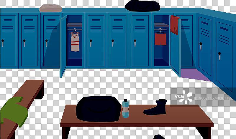 空荡荡的更衣室里的运动储物柜图片素材
