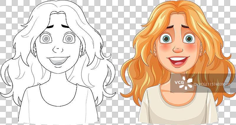 微笑的金发波浪女孩图片素材