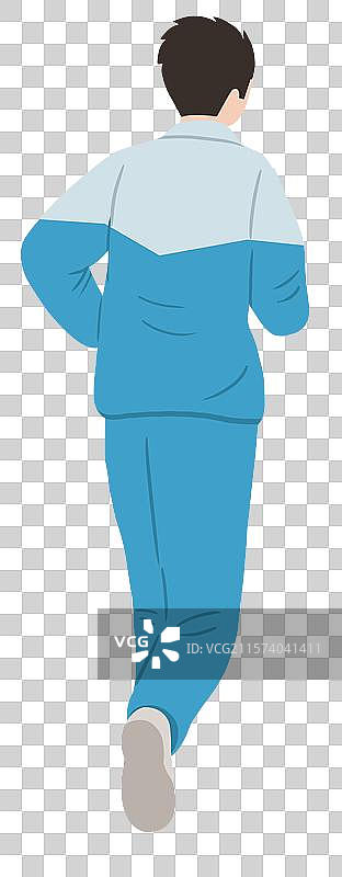 夏天夏季中学生高中生毕业季走出校门教学楼操场跑步庆祝欢乐校门口照相留念纪念背影背面插画图片素材