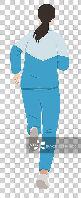 夏天夏季中学生高中生毕业季走出校门教学楼操场跑步庆祝欢乐校门口照相留念纪念背影背面插画图片素材