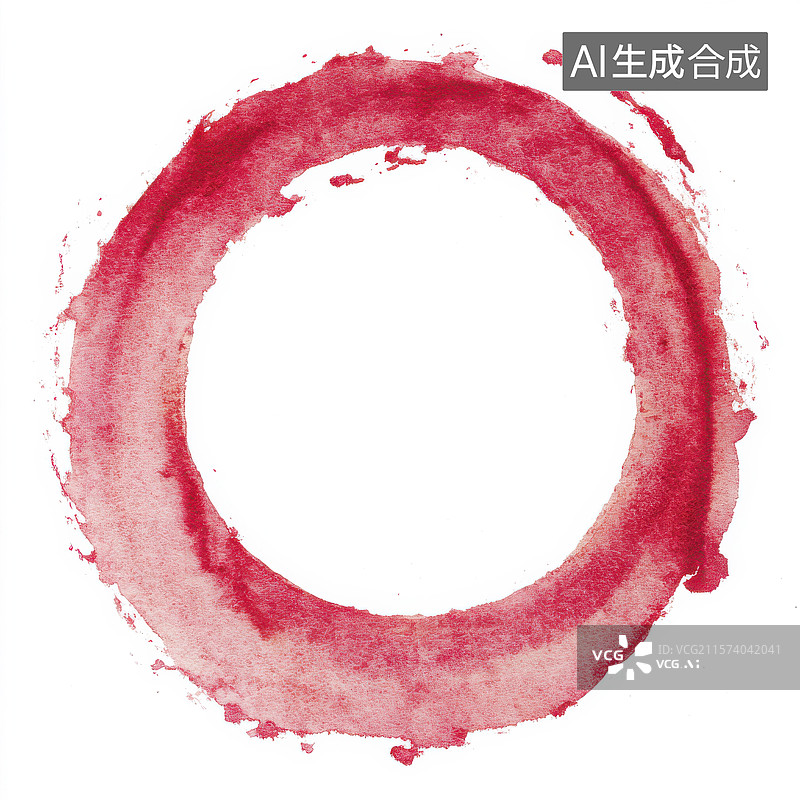 【AI数字艺术】白色背景的红色圆圈 水墨画图片素材