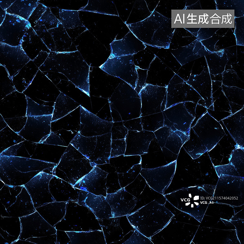【AI数字艺术】蓝白相间的碎玻璃图像图片素材