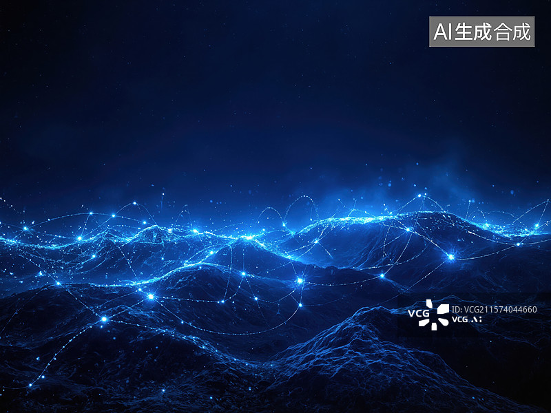【AI数字艺术】星空下的波光粼粼图片素材