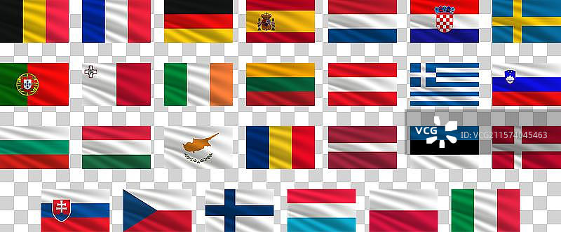 欧洲联盟国家旗帜集合图片素材