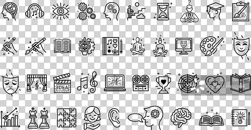 自我发展与创造力图标集图片素材