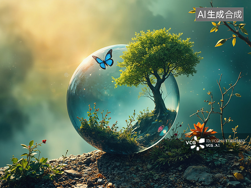 【AI数字艺术】梦幻森林球图片素材