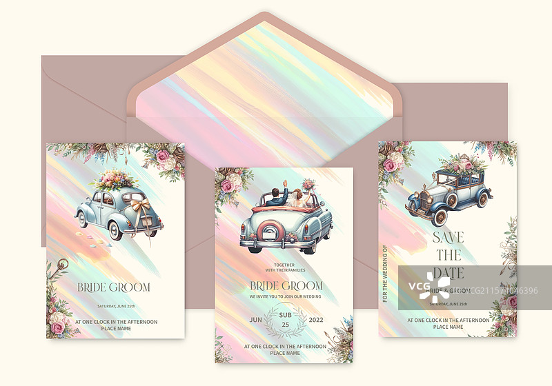 一套优雅的婚礼邀请模板图片素材