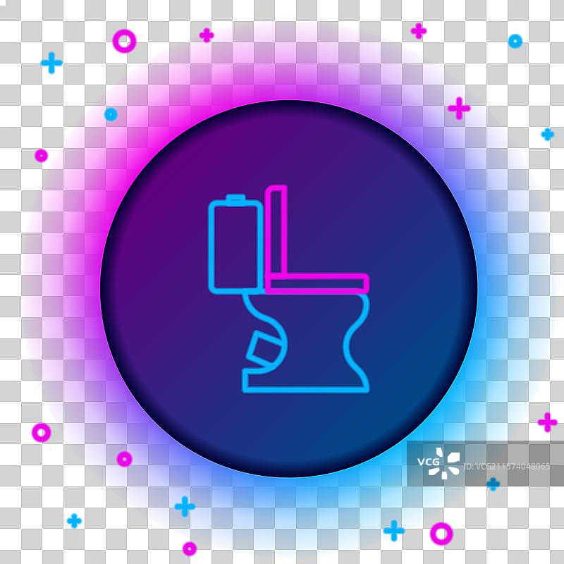 发光的霓虹线马桶图标孤立在上面图片素材