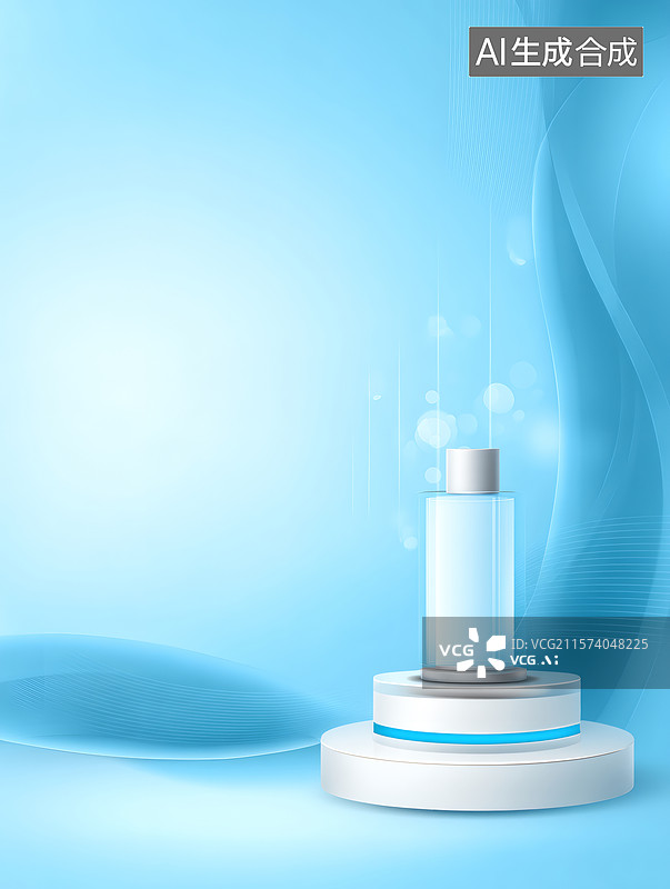 【AI数字艺术】蓝色背景产品展示图片素材