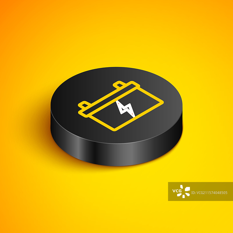 等距线条汽车电池图标，孤立于背景上图片素材