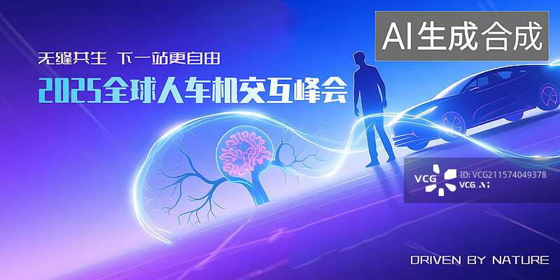【AI数字艺术】新能源汽车活动会议展板图片素材