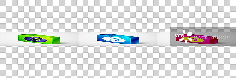 等距的黑胶唱片图标，背景为灰色图片素材