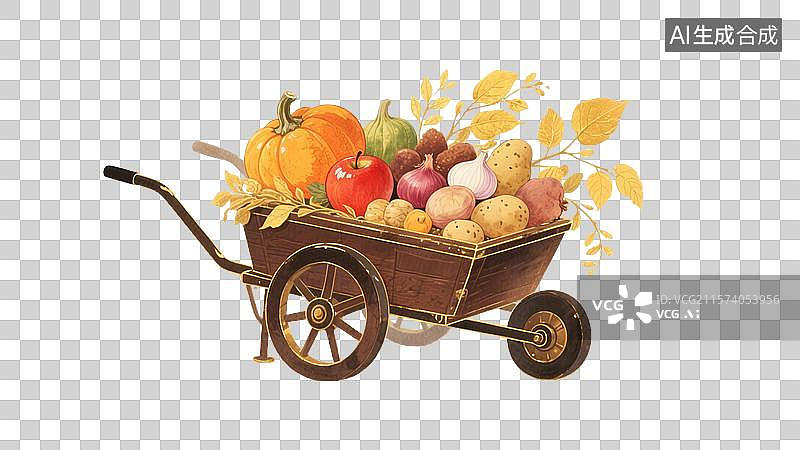 【AI数字艺术】一车瓜果蔬菜插画元素图片素材