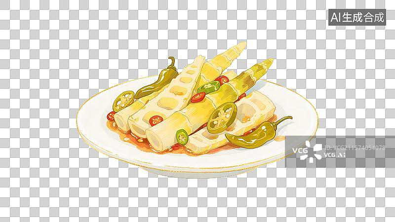 【AI数字艺术】酸辣春笋插画元素图片素材