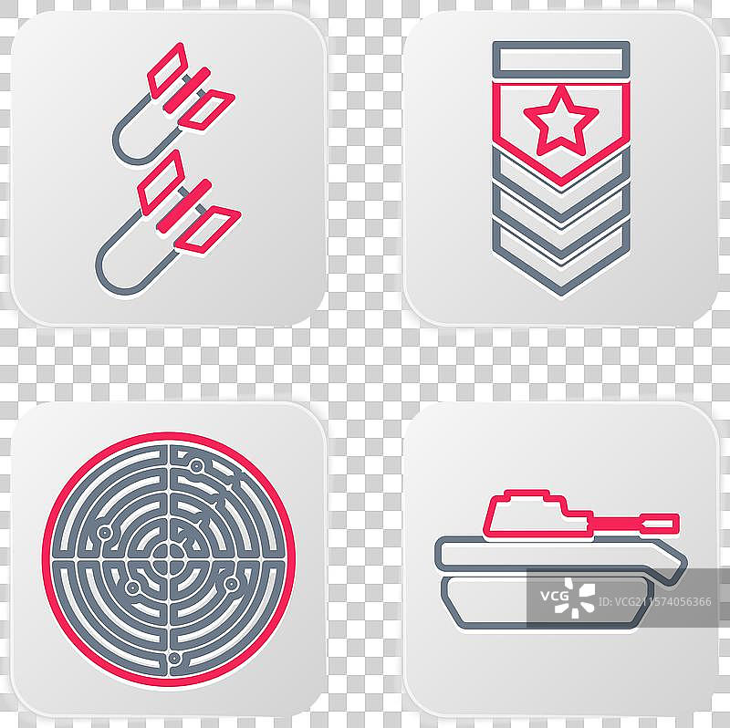 设置带有目标的军事坦克雷达与标记图片素材