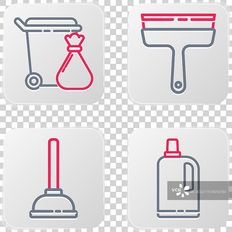 清洁剂橡胶搅拌器和柔顺剂的线条布料图片素材