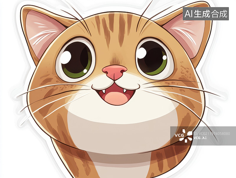 【AI数字艺术】卡通猫咪头像，表情可爱图片素材