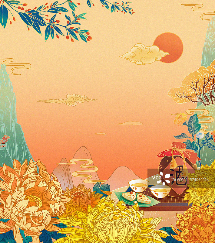 重阳节登高图片素材