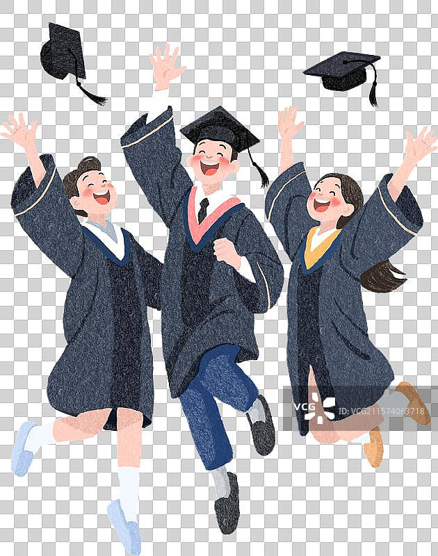 免扣透明背景穿学士服的毕业大学生人物元素图片素材