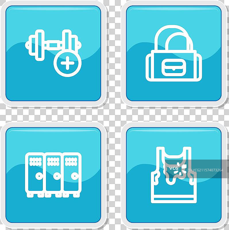 健身房更衣室里的哑铃运动包和储物柜图片素材