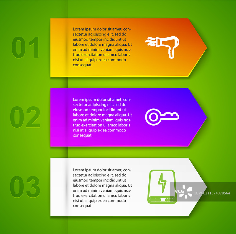 线性发型吹风机、钥匙、移动电源和紫外线灯图片素材