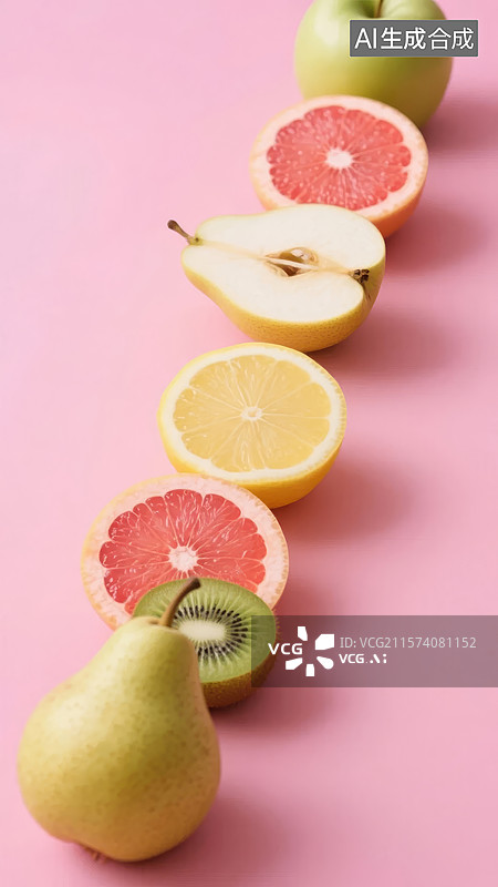 【AI数字艺术】色彩缤纷的水果切片排列图片素材