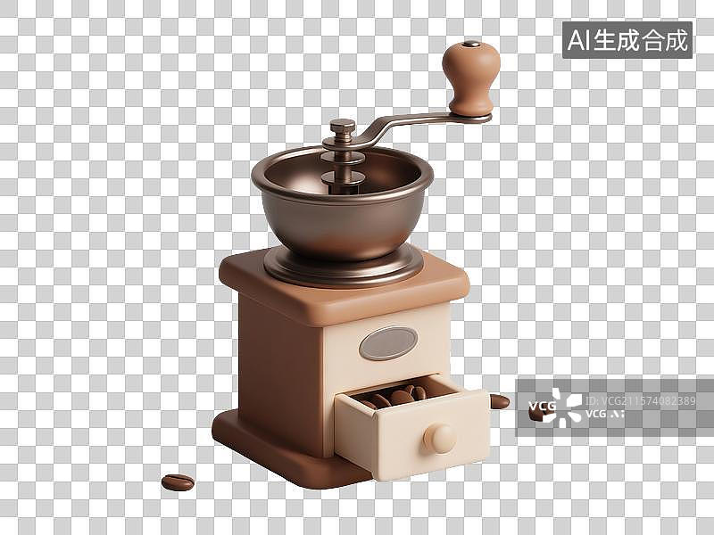 【AI数字艺术】3D渲染，咖啡磨，咖啡，免抠元素图片素材