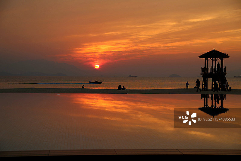 静观落日图片素材