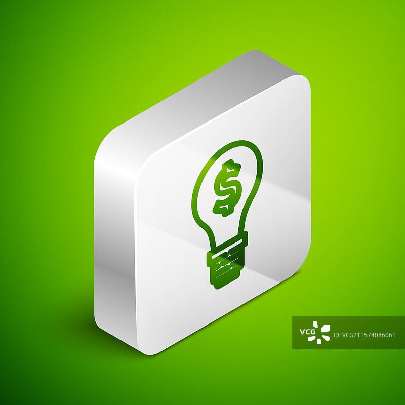 等距线条灯泡与美元符号图标图片素材