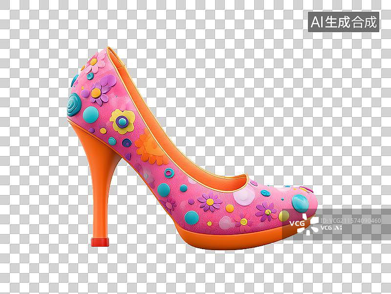 【AI数字艺术】【免抠png素材】一只可爱的3D卡通高跟鞋图片素材