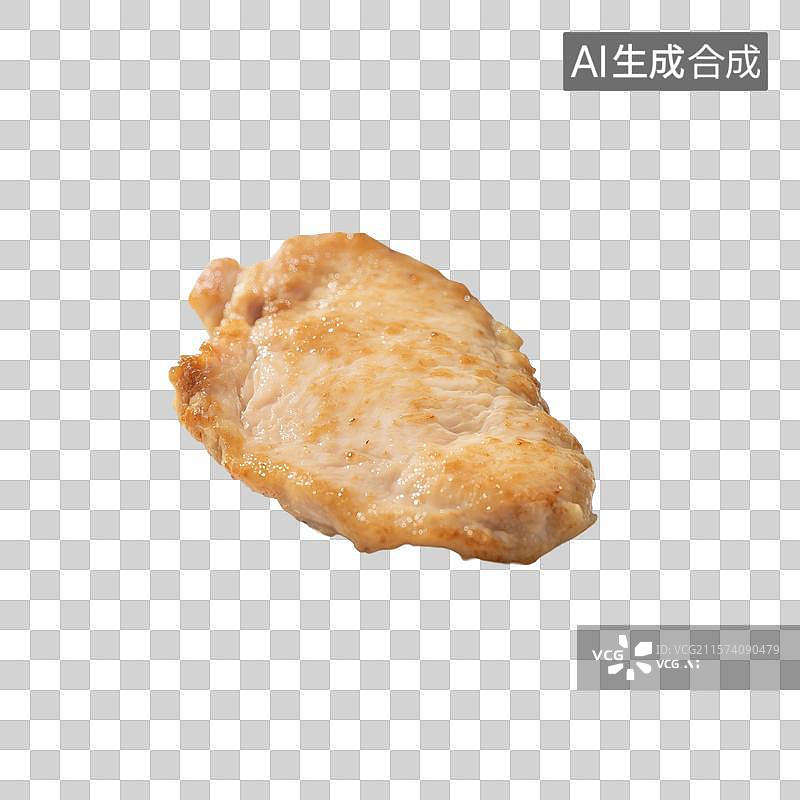 【AI数字艺术】白色背景上一块熟的猪肉特写，煎猪排，猪里脊肉图片素材
