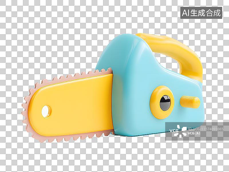 【AI数字艺术】【免抠png素材】一把3D卡通电锯图片素材