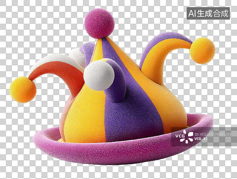 【AI数字艺术】【免抠png素材】一顶3D卡通小丑帽图片素材