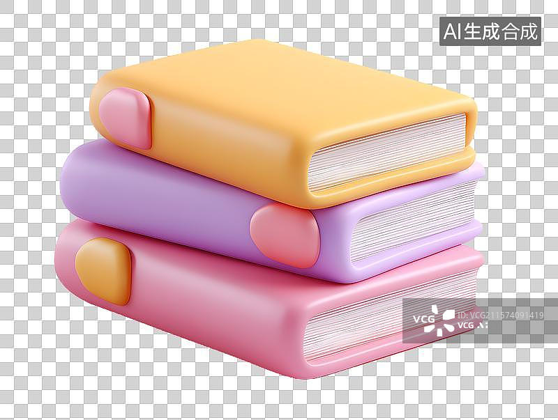 【AI数字艺术】【免抠png素材】一堆3D卡通书本图片素材