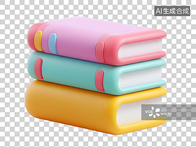【AI数字艺术】【免抠png素材】一堆3D卡通书本图片素材