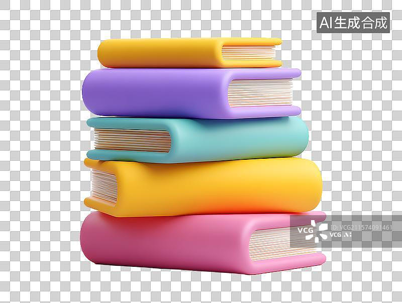 【AI数字艺术】【免抠png素材】一堆3D卡通书本图片素材