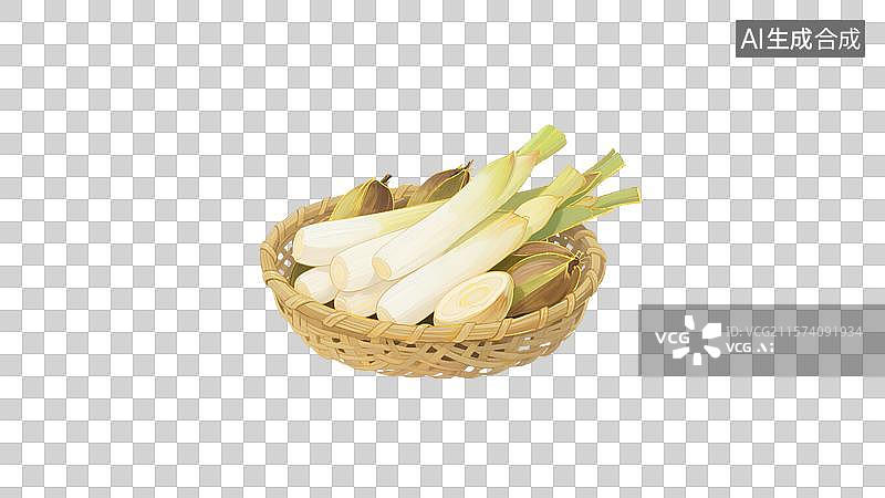 【AI数字艺术】一篮子的茭白插画元素图片素材